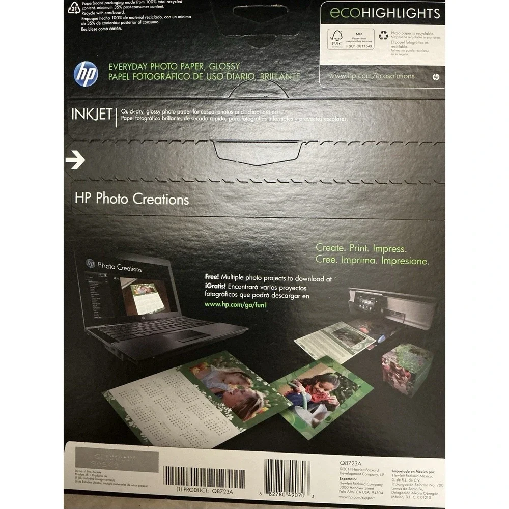 HP Everyday Glossy Photo Paper | 50 Sheets | Letter | 8.5 x 11 in | Q8723A